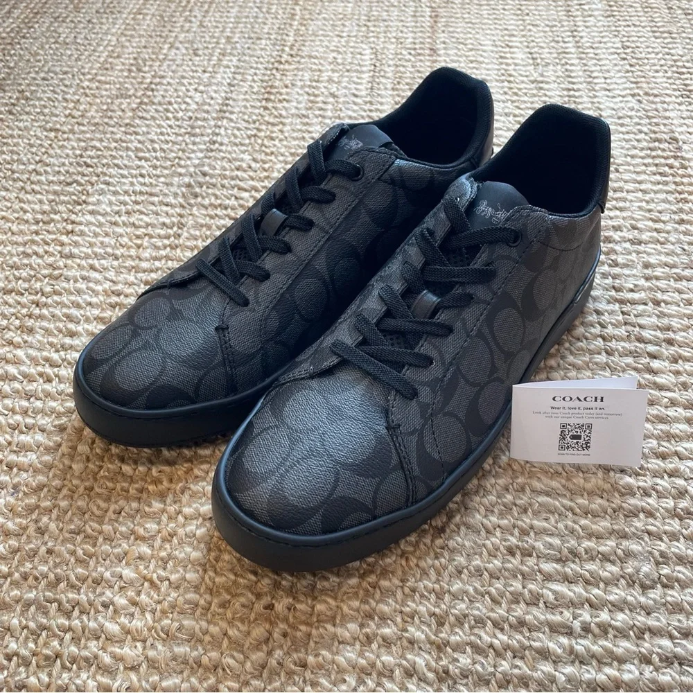 Coach Sneakers Clip Signature Low Top Charcoal Black G4949 Men’s Size 11 New - Picture 2 of 13